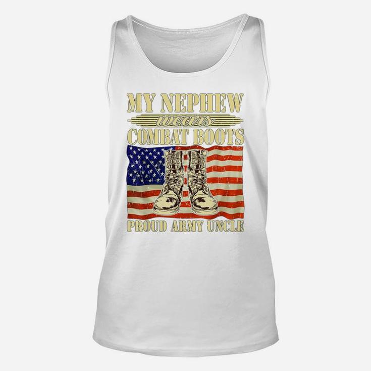 Mens My Nephew Wears Combat Boots Military Proud Army Uncle Gift Unisex Tank Top
