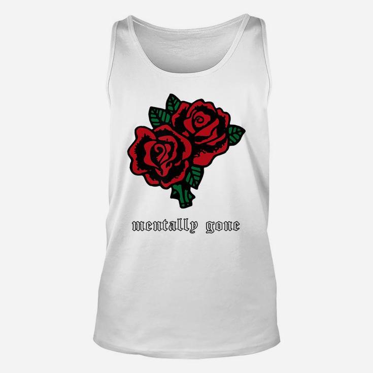 Mentally Gone - Soft Grunge Aesthetic Red Rose Flower Unisex Tank Top