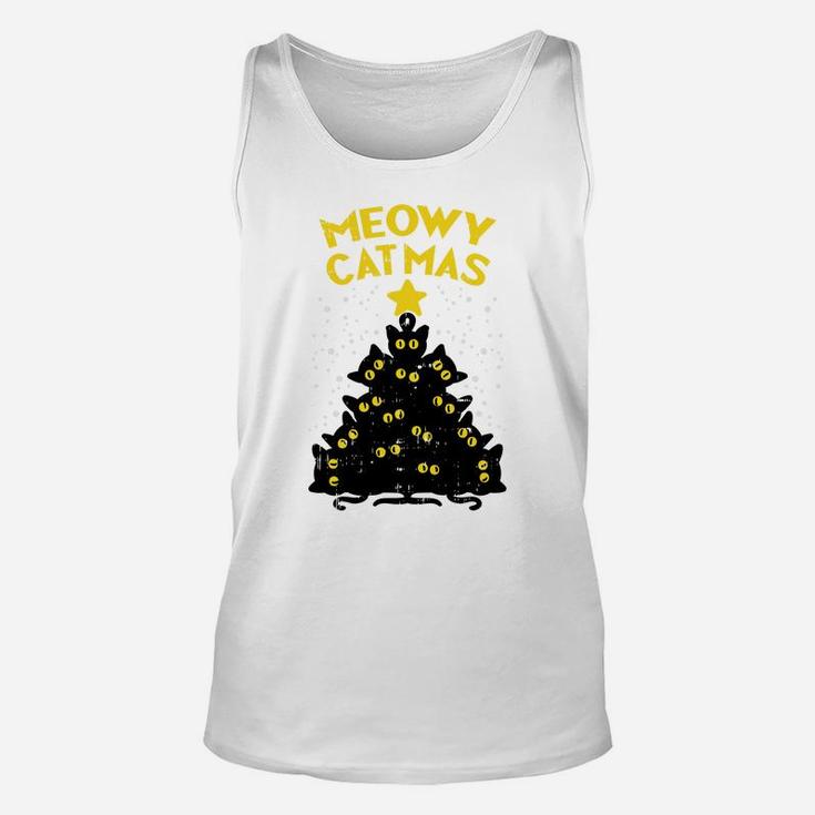 Meowy Catmas Black Cats Tree Funny Cat Owner Christmas Gift Sweatshirt Unisex Tank Top