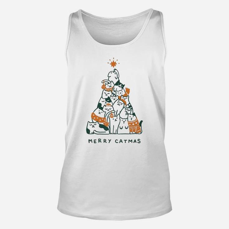 Merry Catmas Funny Cats Christmas Tree Xmas Gift Unisex Tank Top