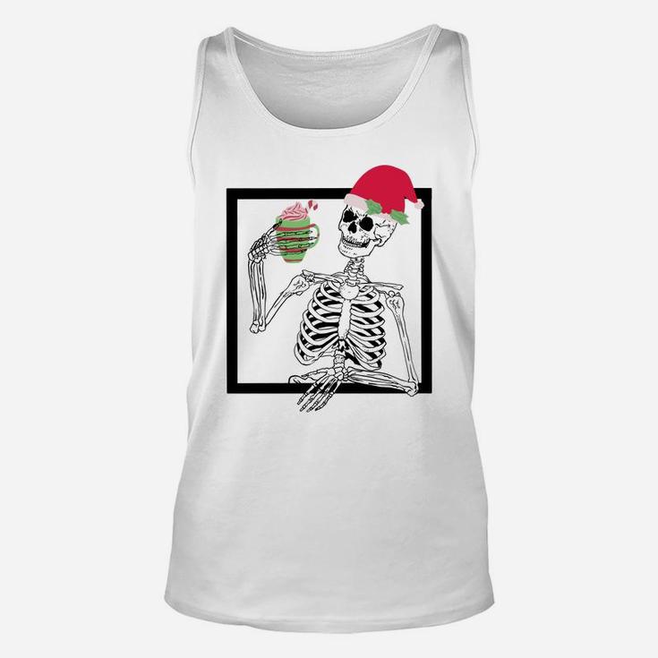 Merry Christmas Funny Santa Hat Christmas Drink Skeleton Sweatshirt Unisex Tank Top