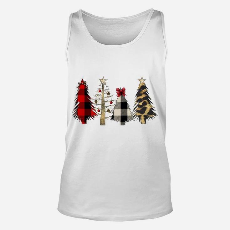 Merry Christmas Leopard And Buffalo Plaid Christmas Tree Sweatshirt Unisex Tank Top
