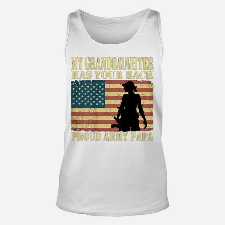 My Granddaughter Has Your Back Proud Army Papa Military Gift Unisex Tank Top