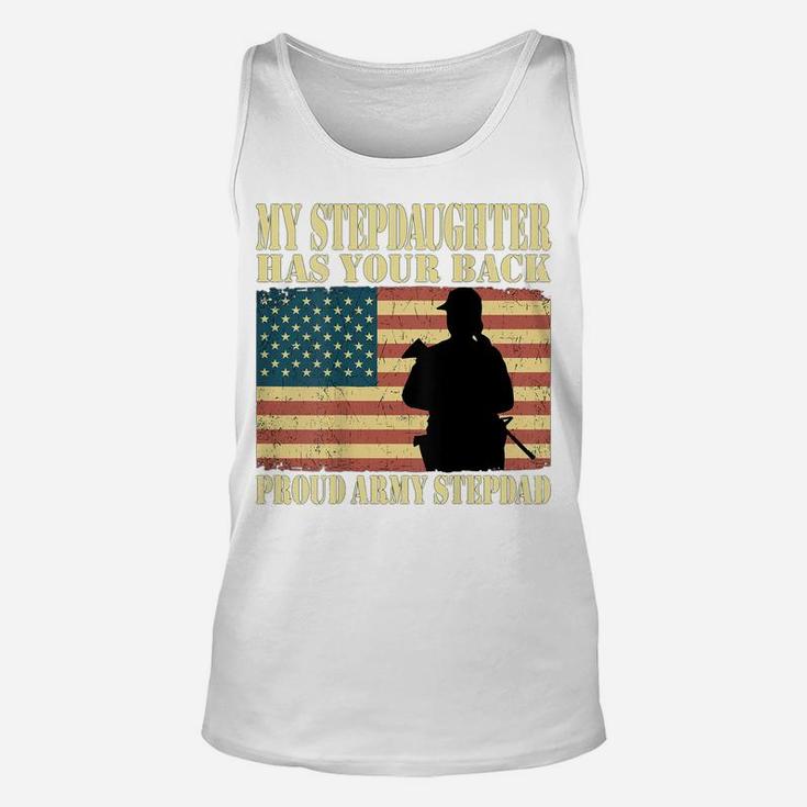My Stepdaughter Has Your Back Proud Army Stepdad Shirt Gifts Unisex Tank Top