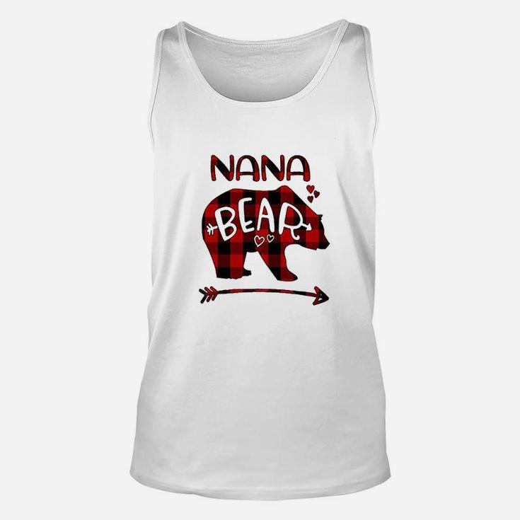 Nana Bear Red N Black Buffalo Plaid Bear Heart Unisex Tank Top