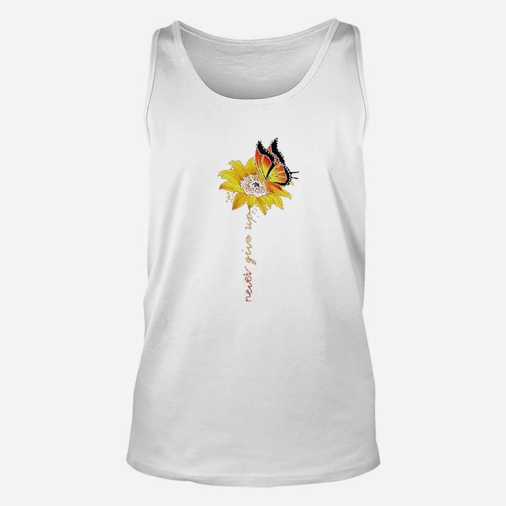 Never Give Up Sunflower Unisex Tank Top