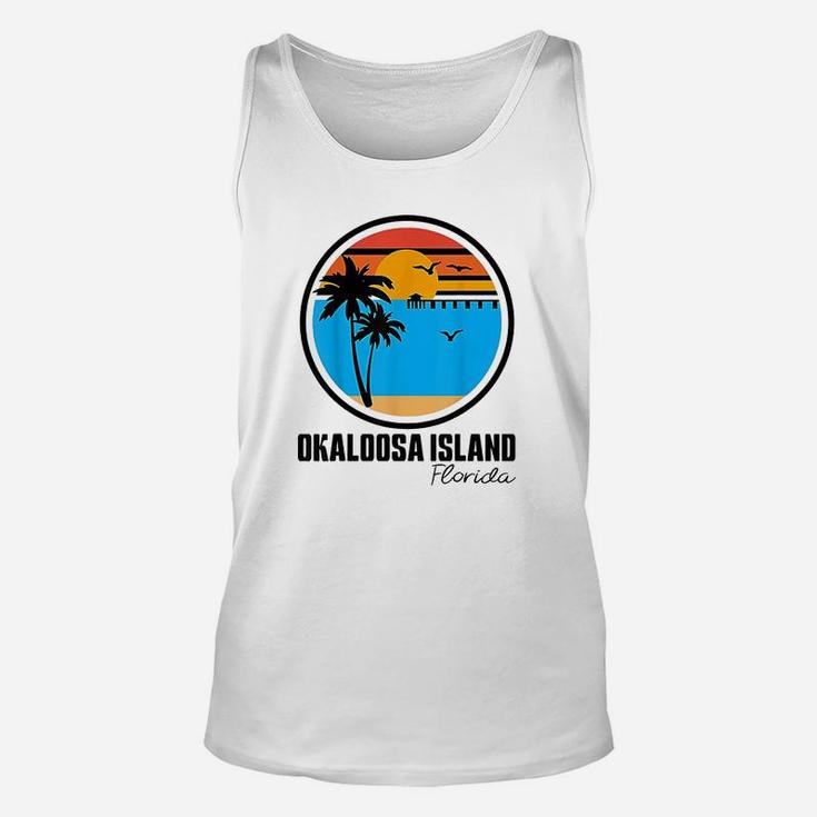 Okaloosa Island Florida Sunset Ocean Palm Tree Fishing Pier Unisex Tank Top