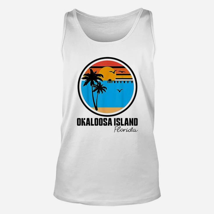 Okaloosa Island Florida Sunset Ocean Palm Tree Fishing Unisex Tank Top