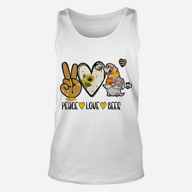 Peace Love Bees Gnome Sunflower Honey Graphic Tees Unisex Tank Top