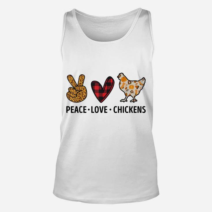 Peace Love Chickens Funny Quote For Chicken Lover Unisex Tank Top