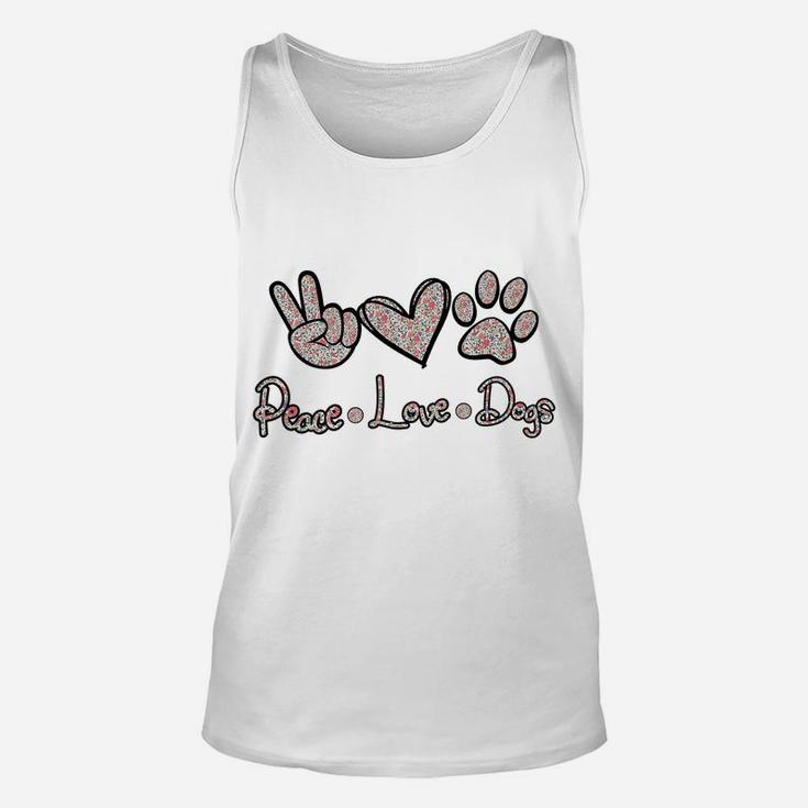 Peace Love Dogs Flowers Lover Puppy Paw Dog Funny Dog Lover Unisex Tank Top