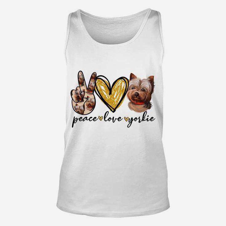 Peace Love Yorkie Dog Lovers Yorkshire Terrier Dad Mom Gift Unisex Tank Top