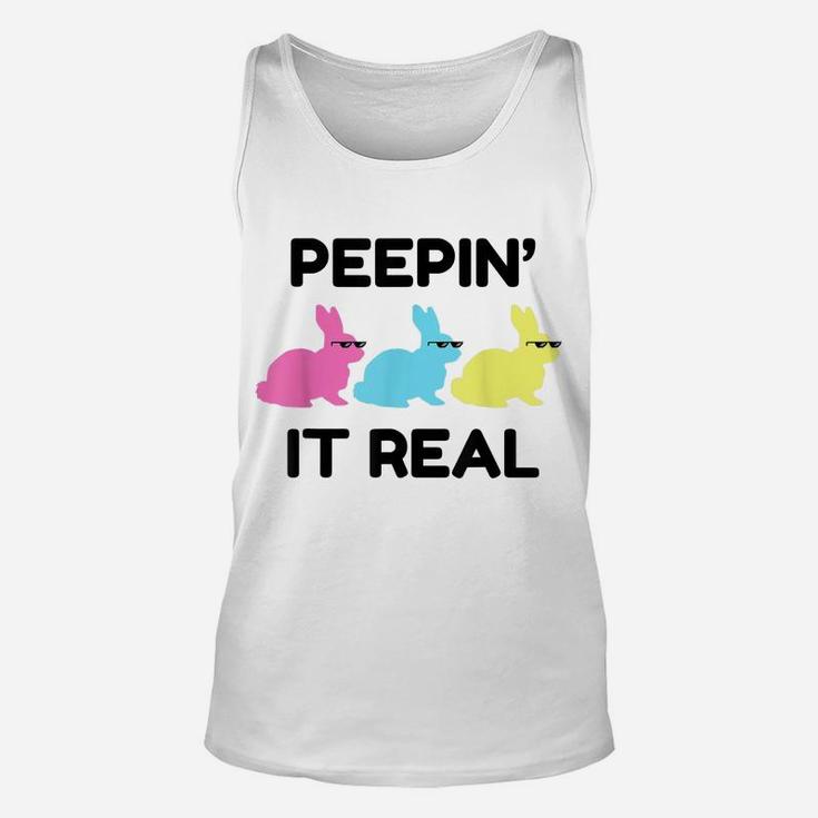 Peepin It Real Clothing Easter Egg Hunting Bunny Lover Gift Unisex Tank Top