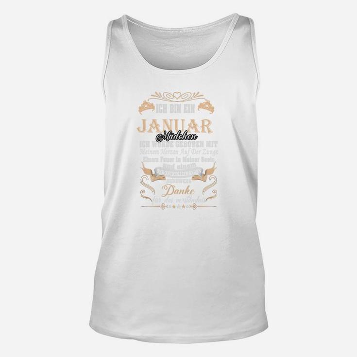 Personalisiertes Vintage Geburtsmonat Unisex TankTop mit Dankesspruch, Weiß