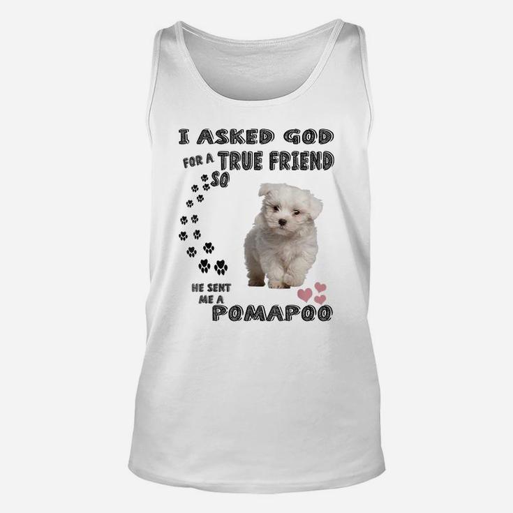 Pooranian Dog Mom, Pompoo Dad Pomeroodle Print, Cute Pomapoo Unisex Tank Top