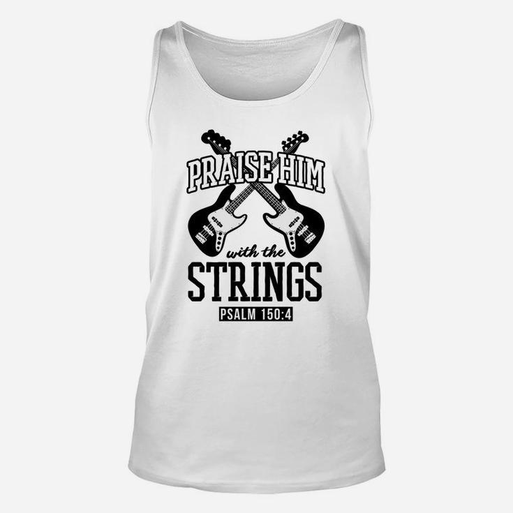 Praise Him With The Strings Bass Guitar Christmas Gift Black Unisex Tank Top