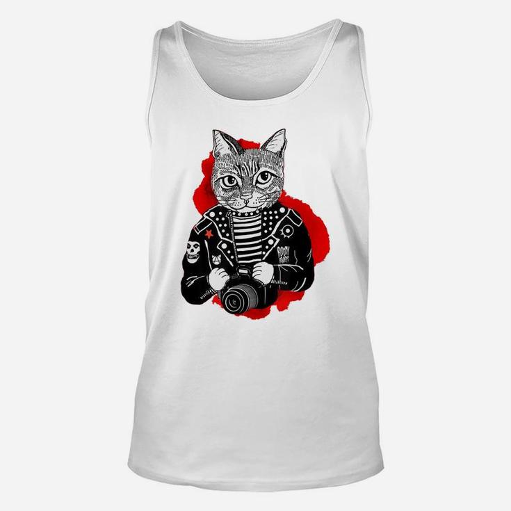 Punk Rock Cat Print For Cat Lovers - Dad's Mom's Gift Tee Unisex Tank Top