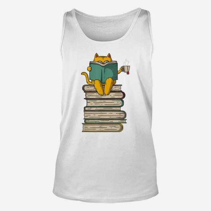 Reading Cat - Funny Book & Tea Lover Gift Unisex Tank Top