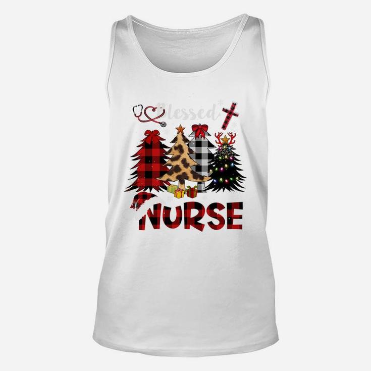 Red Buffalo Plaid Leopard Nurse Christmas Blessed Nurse Xmas Sweatshirt Unisex Tank Top