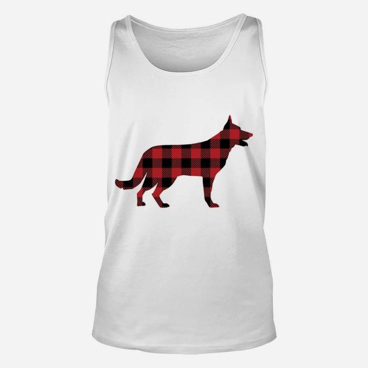 Red Plaid German Shepherd Dog Xmas Matching Family Christmas Sweatshirt Unisex Tank Top