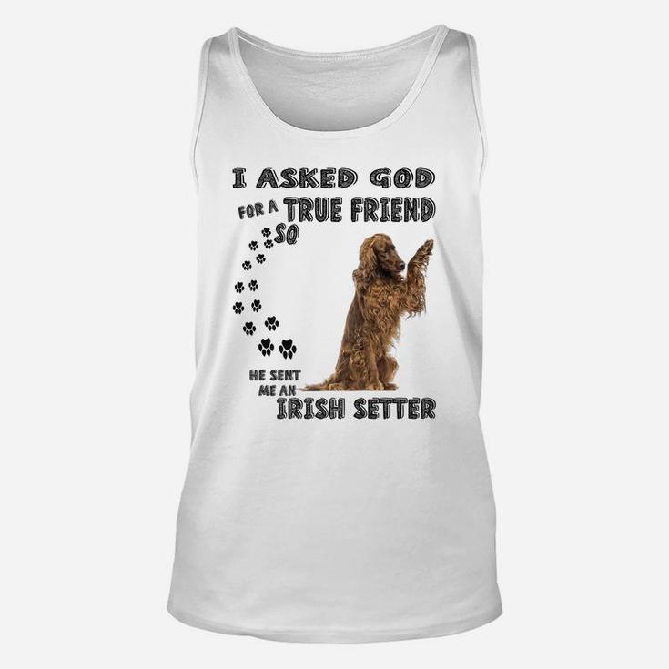 Red Spaniel Dog Mom Dad Quote Print, Cute Irish Red Setter Unisex Tank Top
