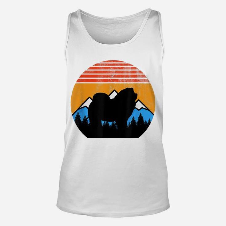 Retro Vintage Distressed Sunset And Mountains Chow Chow Unisex Tank Top