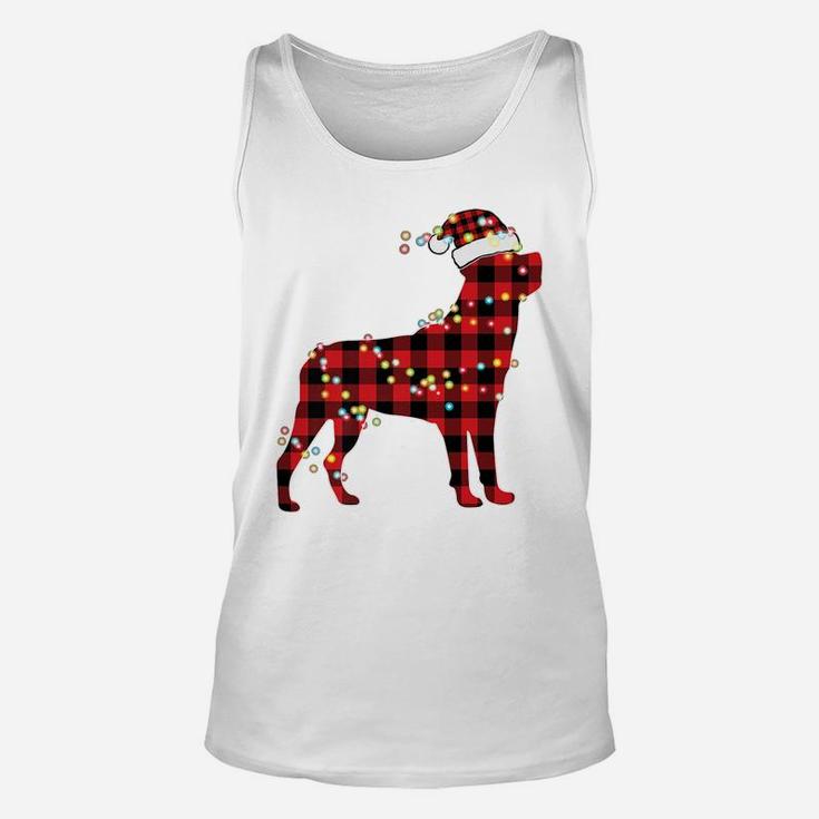 Rottweiler Christmas Red Plaid Buffalo Pajamas Xmas Dog Gift Unisex Tank Top