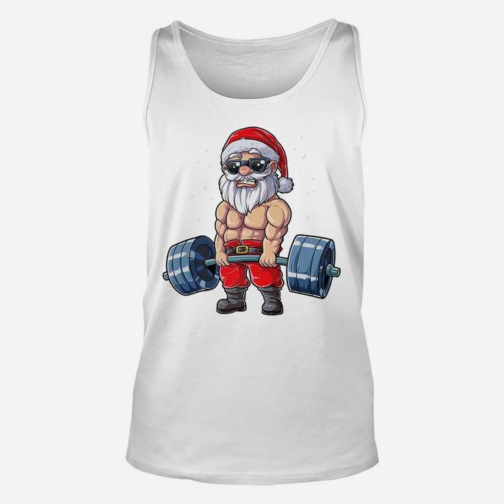 Santa Weightlifting Christmas Fitness Gym Deadlift Xmas Men Unisex Tank Top