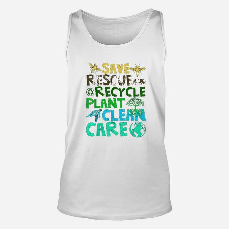Save Bees Rescue Animals Recycle Plastict Earth Day Gifts Unisex Tank Top