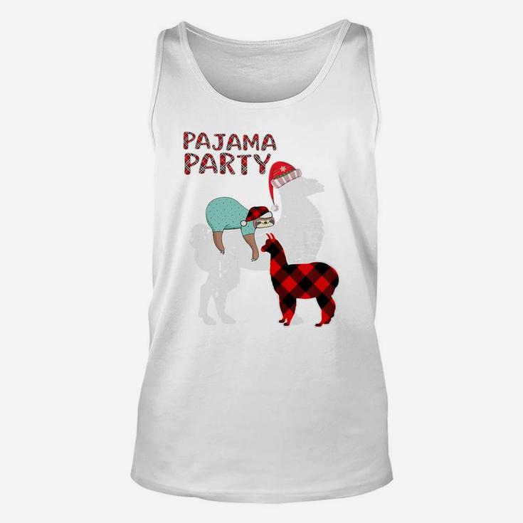 Sleepy Sloth Llama Matching Family Christmas Party Pajama Unisex Tank Top