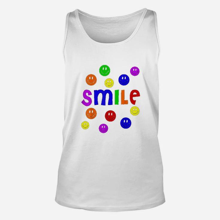 Smileteesall Cute Smile Text With Colorful Smiley Faces Unisex Tank Top