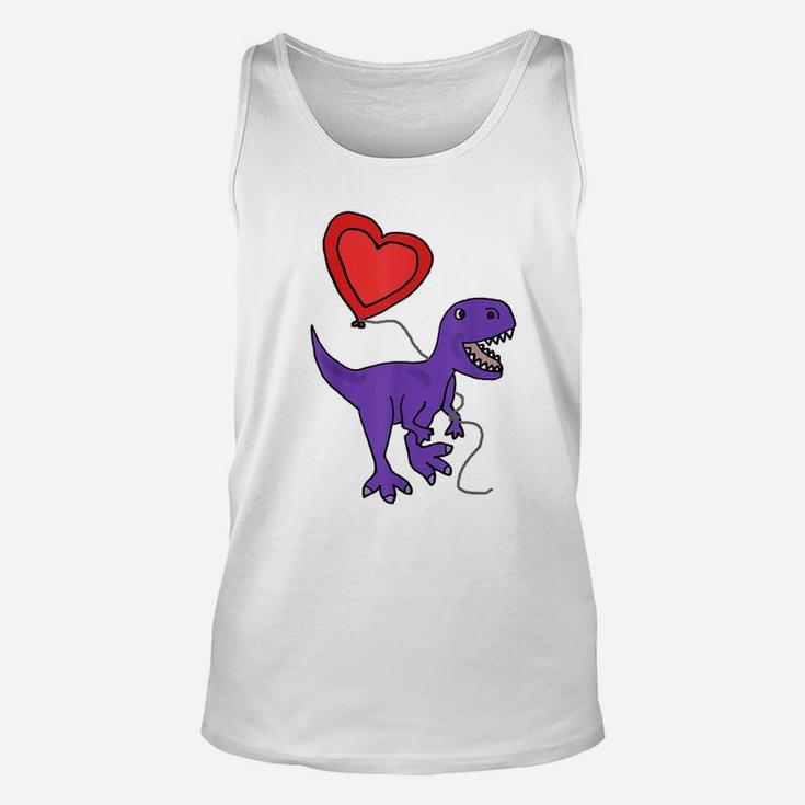 Smileteeslove Cute T-Rex Dinosaur With Heart Balloon T-Shirt Unisex Tank Top
