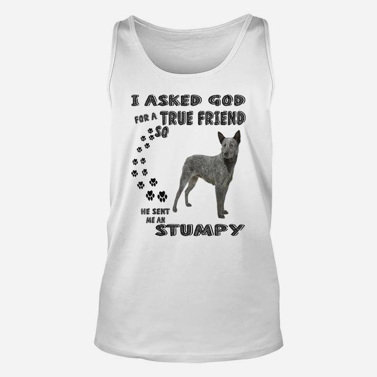 Stumpy Quote Mom Dad Art, Australian Stumpy Tail Cattle Dog Unisex Tank Top