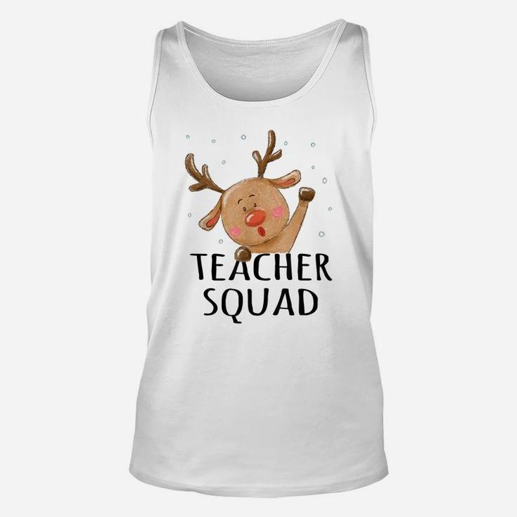 Teacher Squad Reindeer Funny Teacher Christmas Xmas Cute Unisex Tank Top