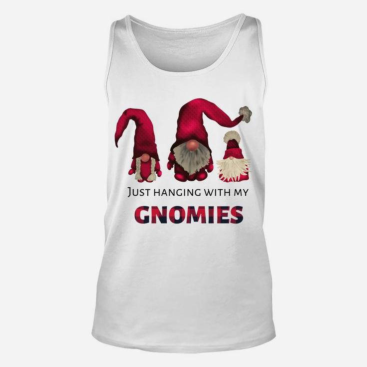 Three Gnomes - Just Hangin' With My Gnomies Buffalo Plaid Unisex Tank Top
