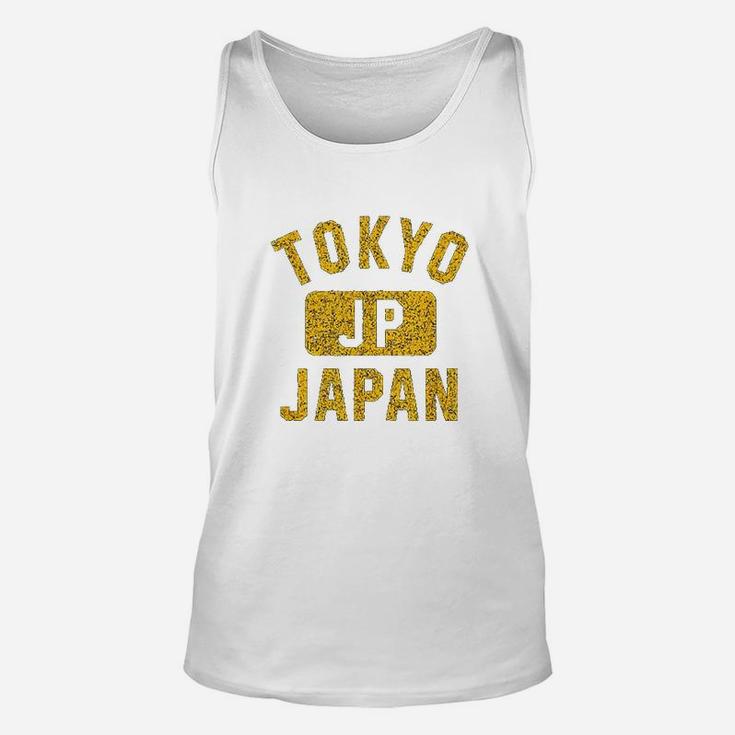 Tokyo Japan Gym Style Distressed Amber Print Unisex Tank Top