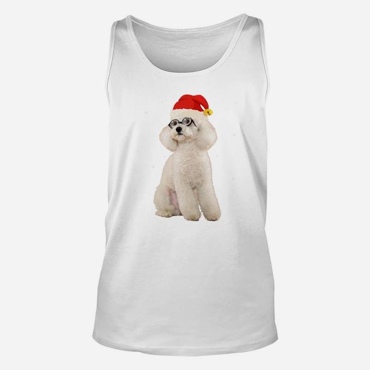 Toy Poodle In Christmas Santa Hat With Snow Falling Sweatshirt Unisex Tank Top
