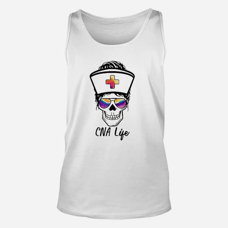 Tu Messy Skull Nurse Cna Life Nursing Tie Dye Gift Unisex Tank Top