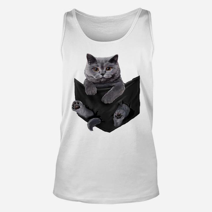 Womens Cat Lovers Gifts British Shorthair In Pocket Funny Kitten Unisex Tank Top