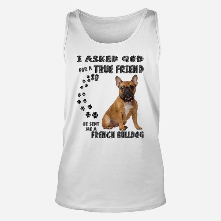 Womens French Bulldog Quote Mom Dad Print, Cute Frenchie Dog Lover Unisex Tank Top