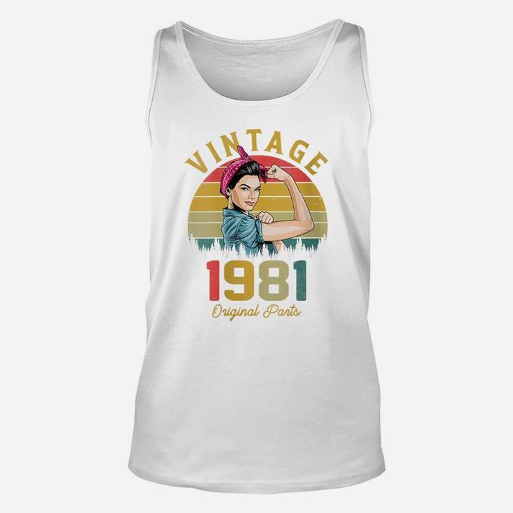 Womens Vintage 1981 Made In 1981 40Th Birthday 40 Years Old Gift Unisex Tank Top