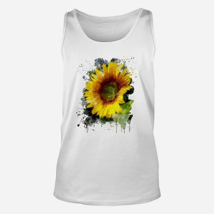 Yellow Watercolor Sunflower Summer Flower Unisex Tank Top