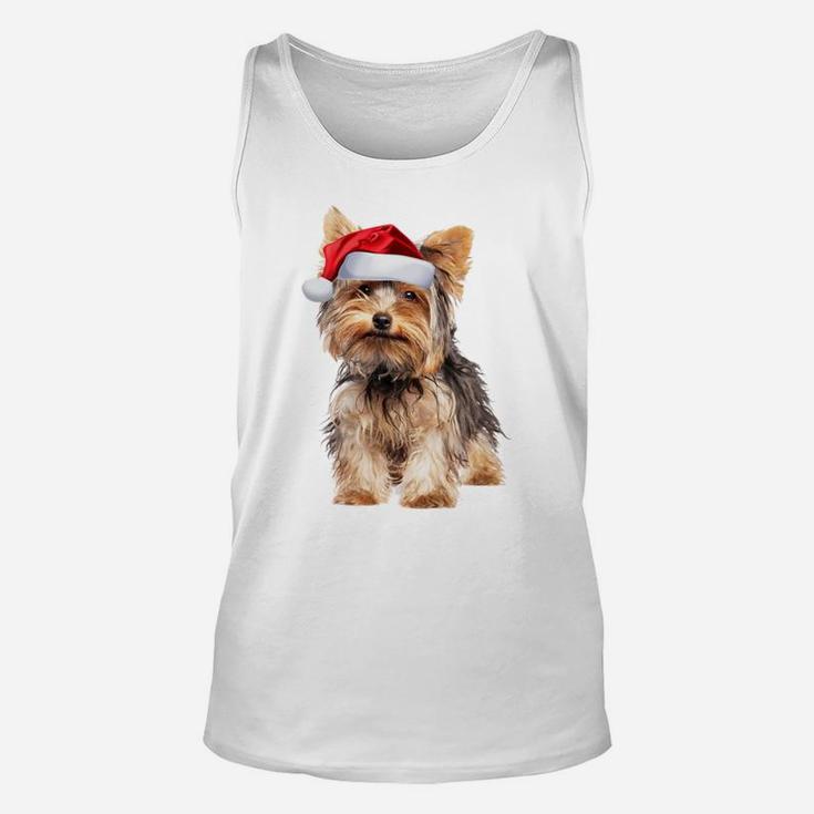 Yorkshire Terrier Santa Hat Cute Yorkie Puppy Christmas Gift Sweatshirt Unisex Tank Top
