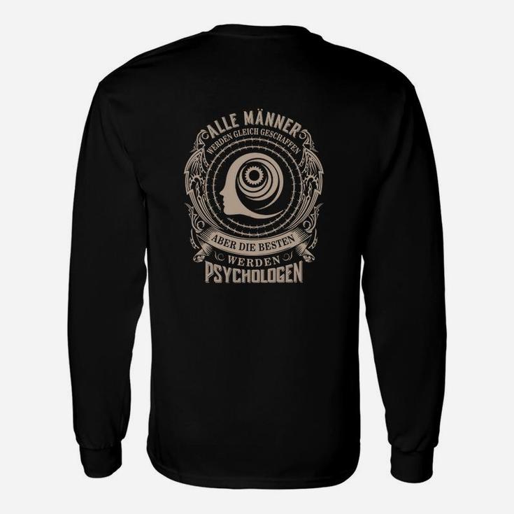 Schwarzes Langarmshirts mit Psychologen-Spruch, Hypnose-Spiralen-Design