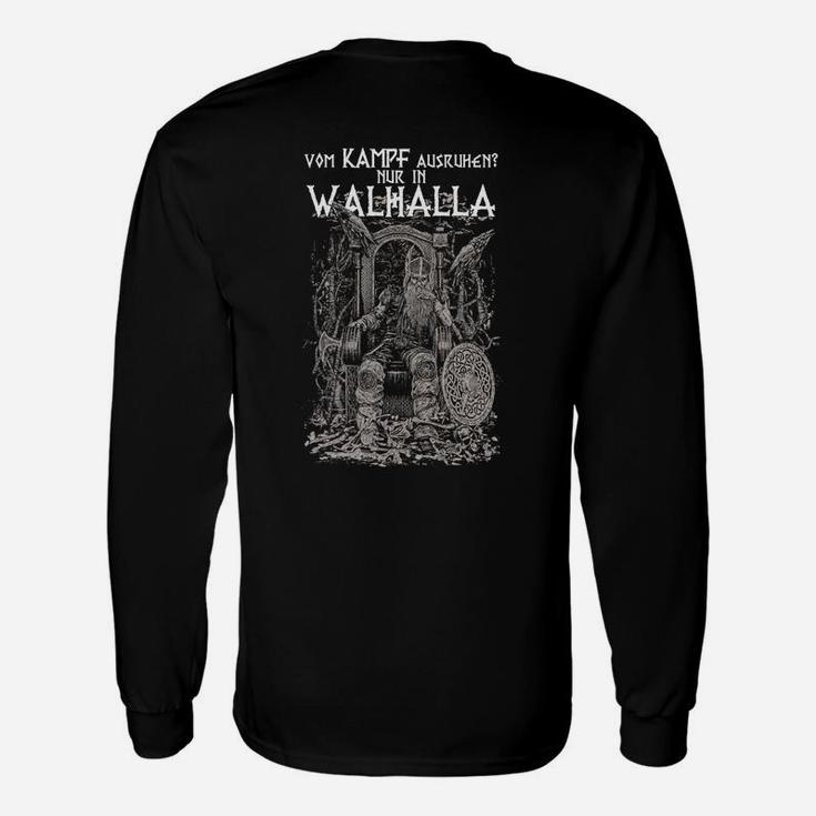 Wikinger Valhalla Langarmshirts in Schwarz, Nordische Mythologie Motiv