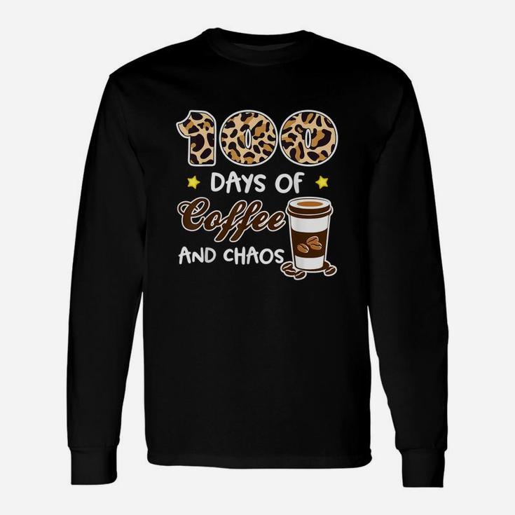 100 Days Of Coffee And Chaos For Teacher Boys Girls Long Sleeve T-Shirt