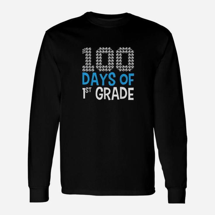 100 Days Of First Grade Soccer Sport 100th Day Of School Long Sleeve T-Shirt