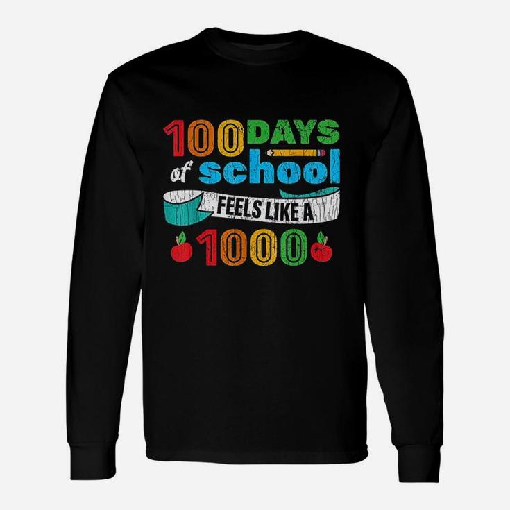 100 Days Of School For Students Teachers Funny Gift Unisex Long Sleeve