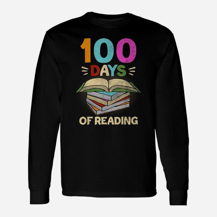 100 Days Of School Reading English Teacher Books Stack Unisex Long Sleeve