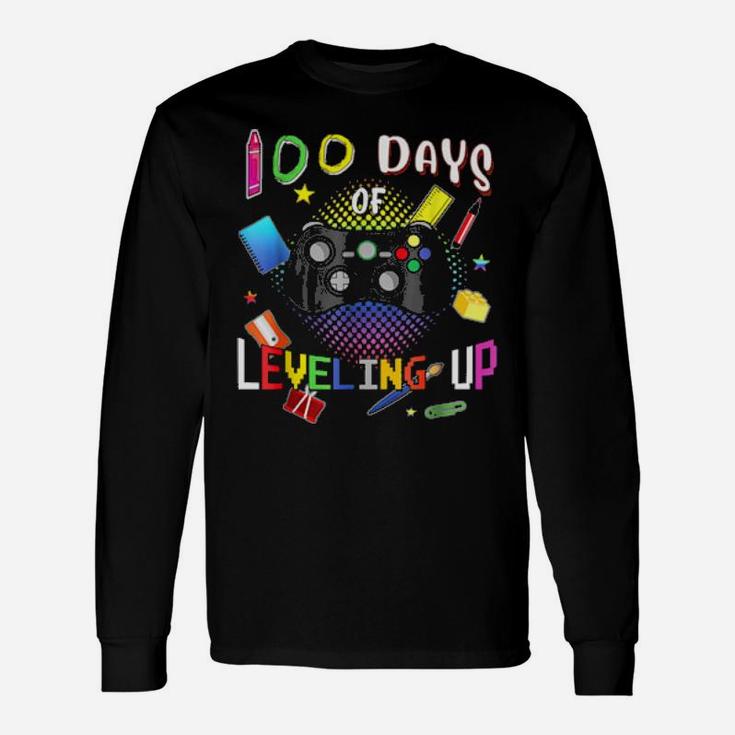 100 Days Of School Leveling Up Video Gamer Long Sleeve T-Shirt